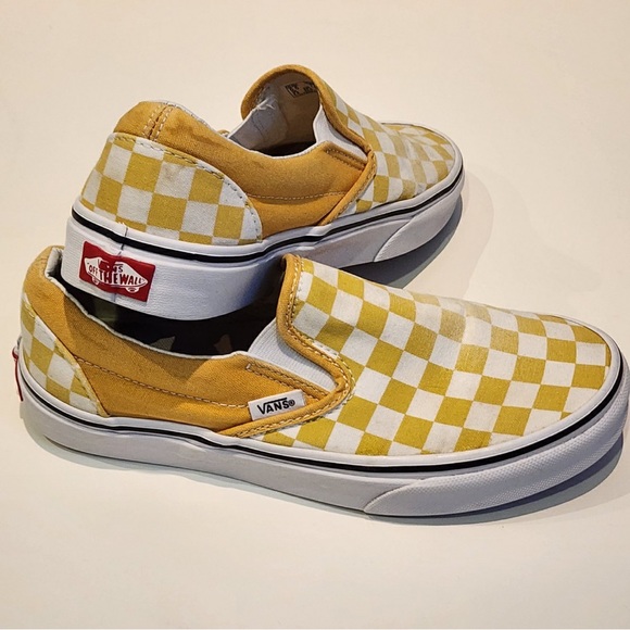 Yellow Checkerboard Vans Sneakers Sz. 7W - Picture 4 of 9